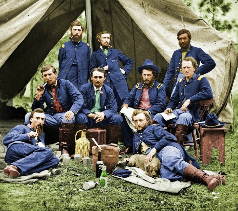 George Armstrong Custer and some of his fellow soldiers, during the American Civil War. [Colorized] (1861-1865).jpg